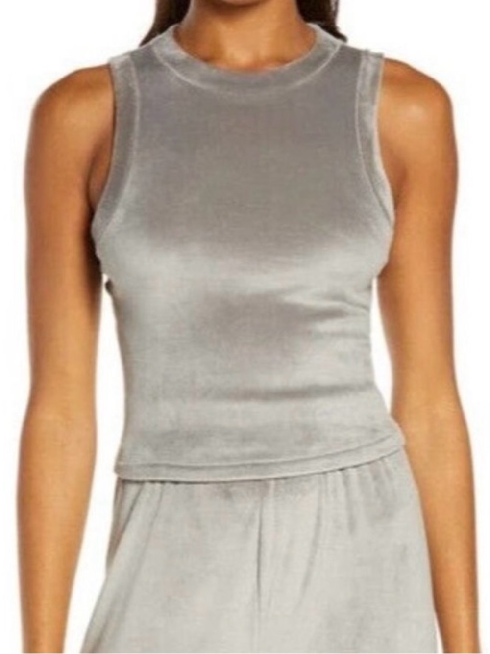 Skims Velour Tank in Grey Smoke
